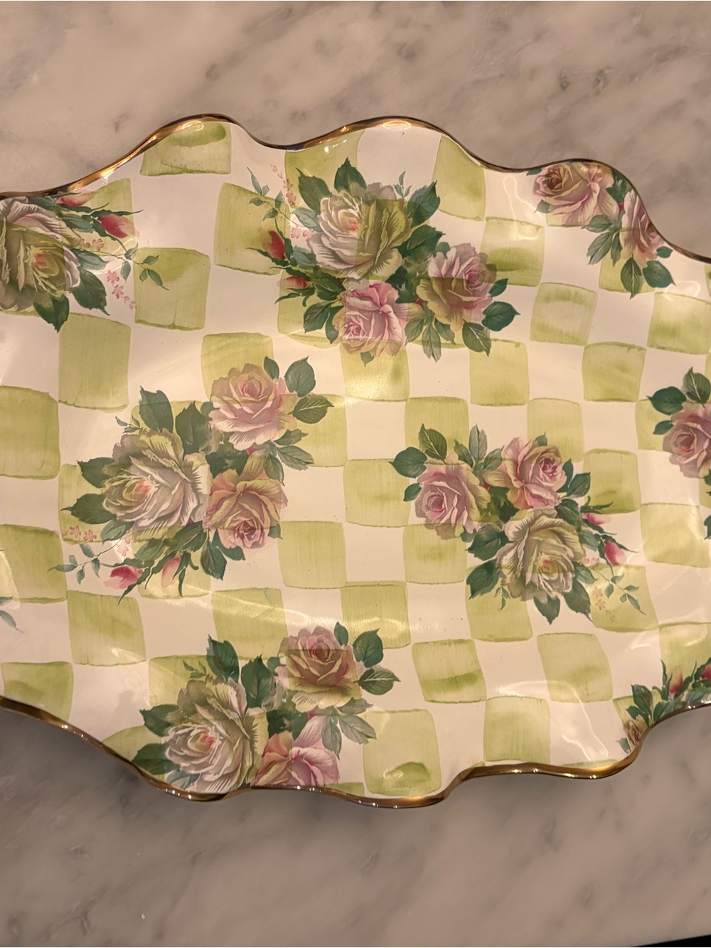 Mackenzie Childs Ceramic Serving Platter in Sweetpea pattern - RARE EXCELLENT